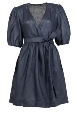 Linen Dress With Puffed Sleeves Jill | Black... | Greek Archaic Kori | Little Soho