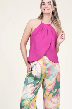 Linen Halter Top Pam | Pink... | Greek Archaic Kori | Little Soho