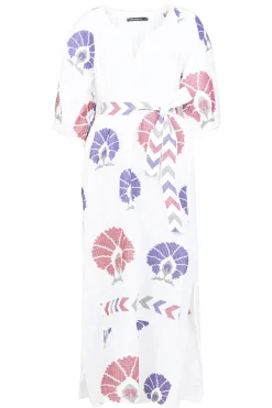 Linen Maxi Dress Thalia | Multi... | Greek Archaic Kori | Little Soho
