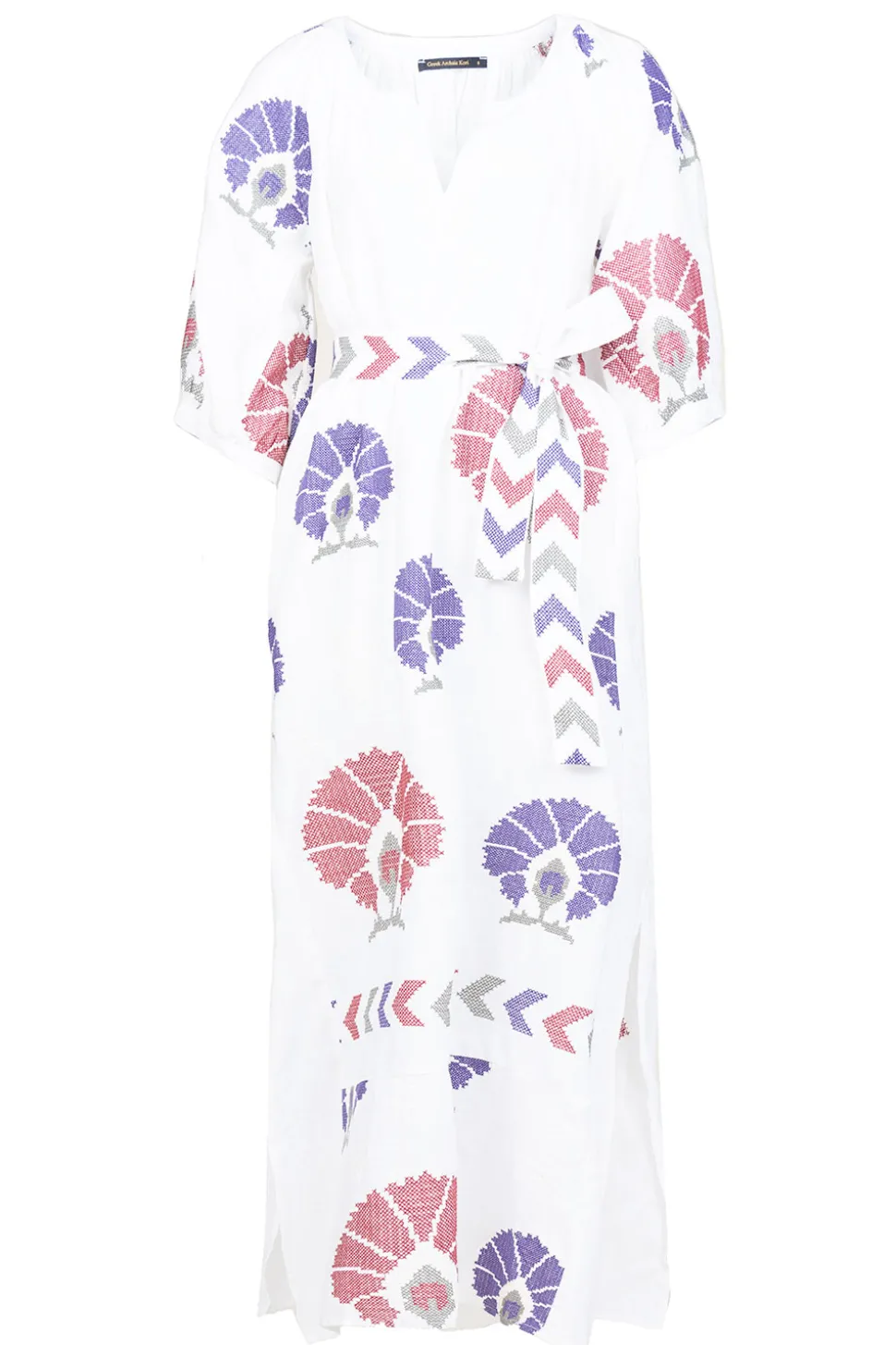 Linen Maxi Dress Thalia | Multi... | Greek Archaic Kori | Little Soho