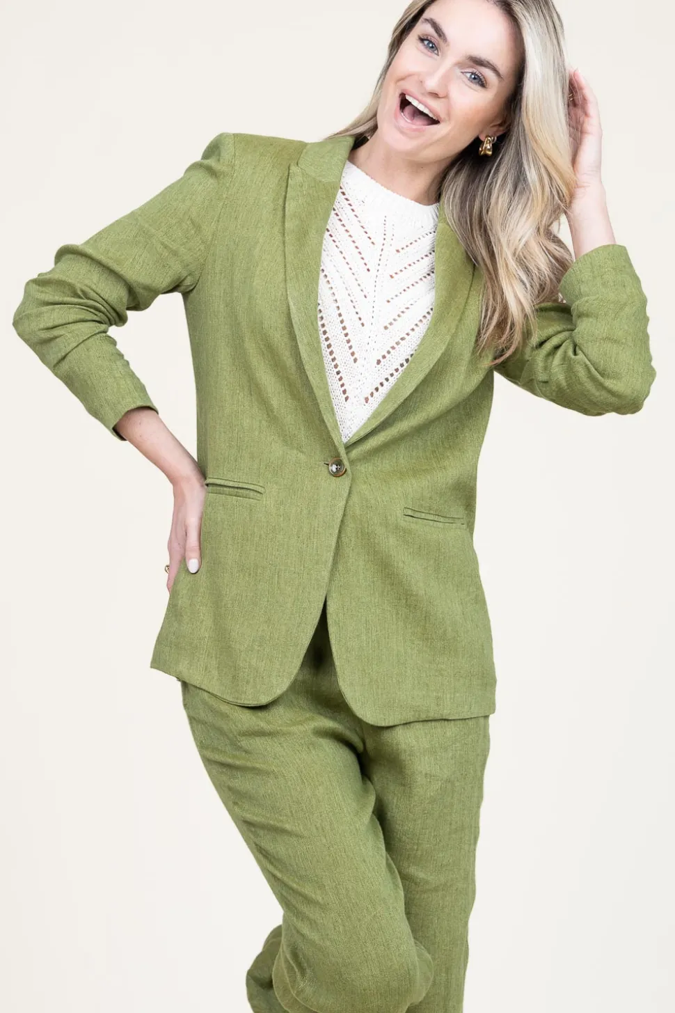 Linen Mix Blazer Nadjo | Green... | Louizon | Little Soho