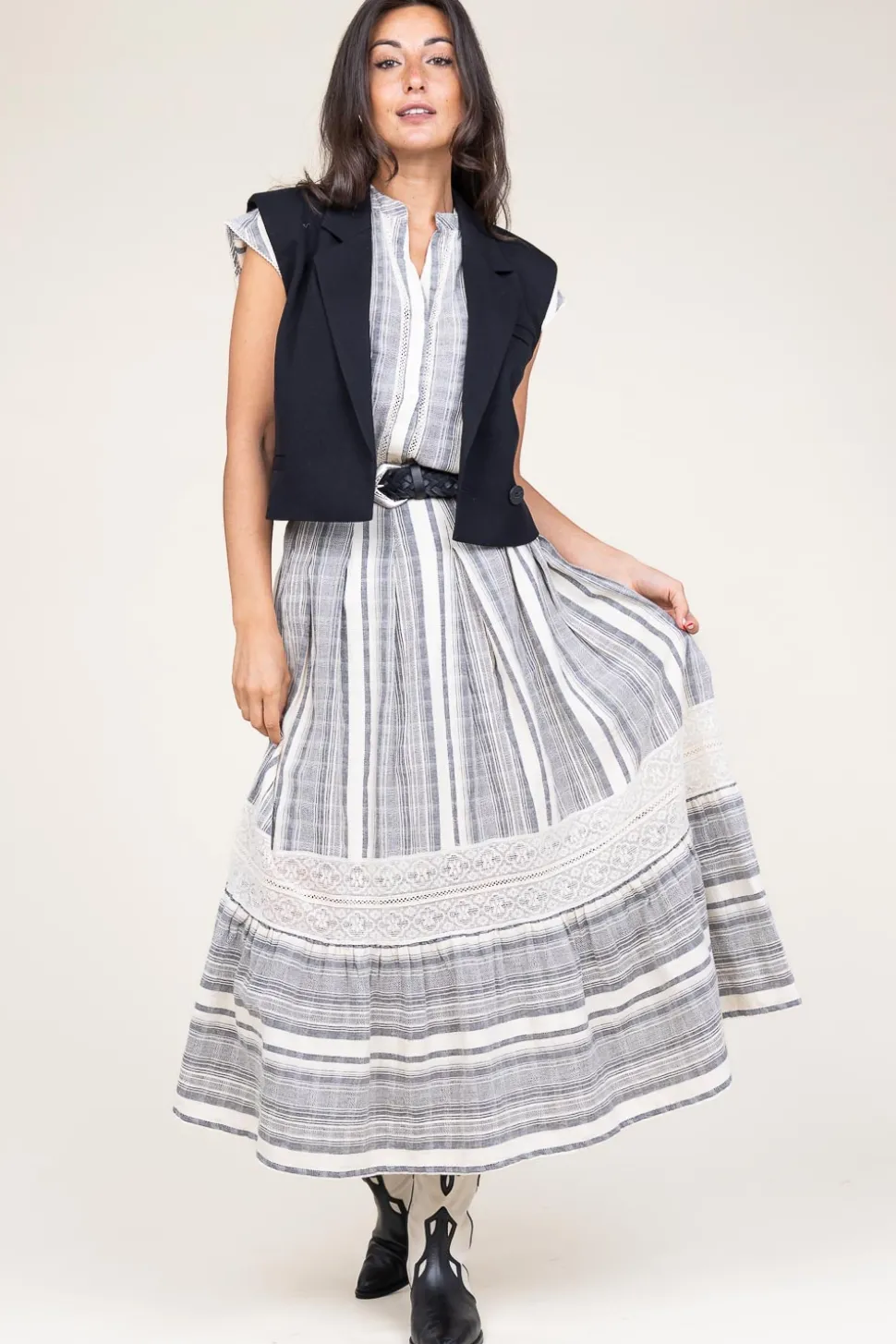 Linen Mix Maxi Skirt Fiorella | Black... | Stella Forest | Little Soho