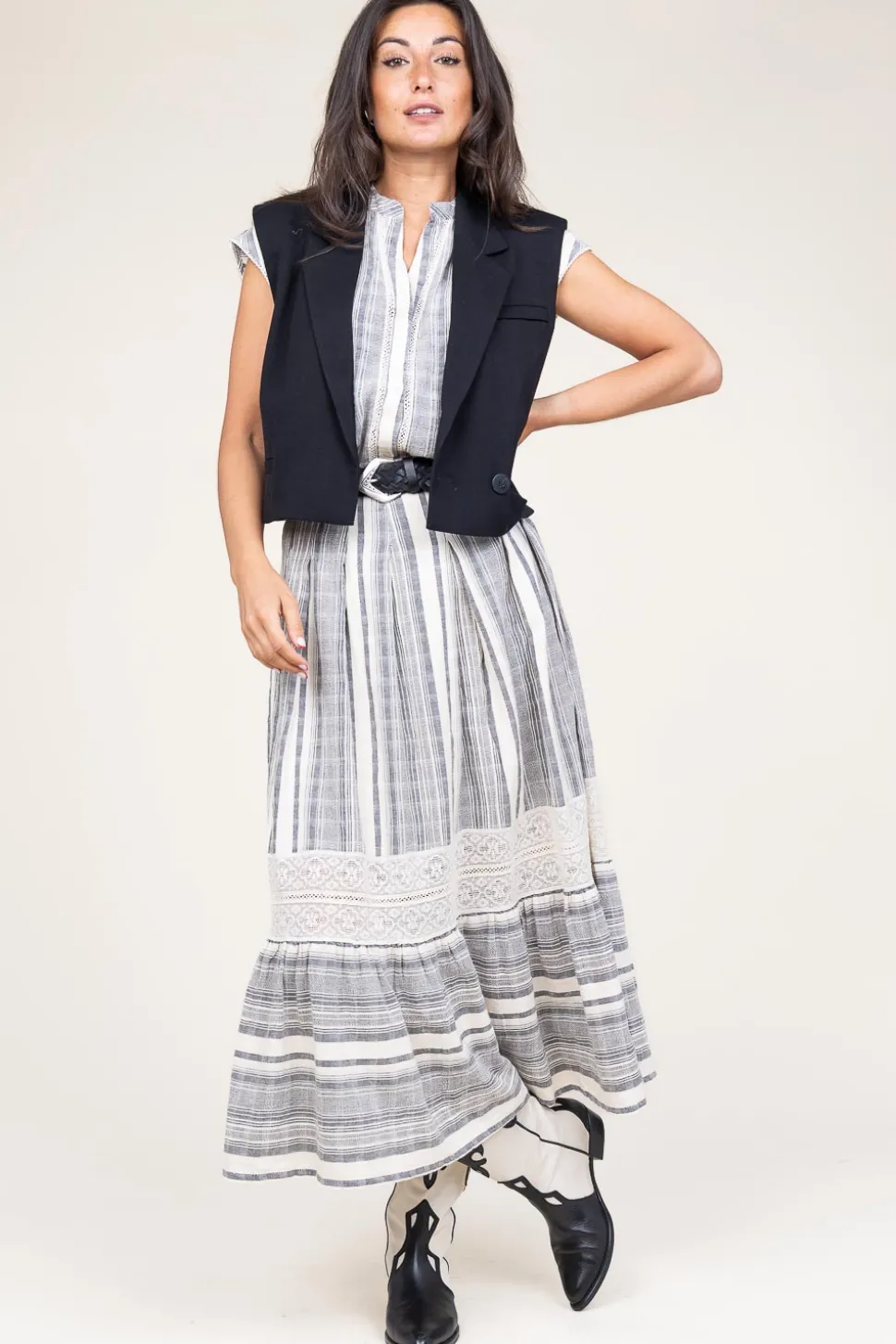 Linen Mix Maxi Skirt Fiorella | Black... | Stella Forest | Little Soho