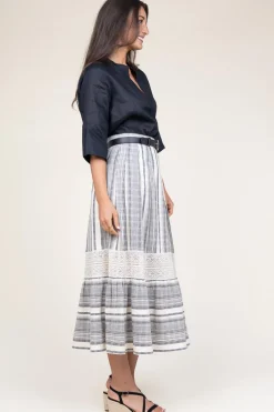 Linen Mix Maxi Skirt Fiorella | Black... | Stella Forest | Little Soho