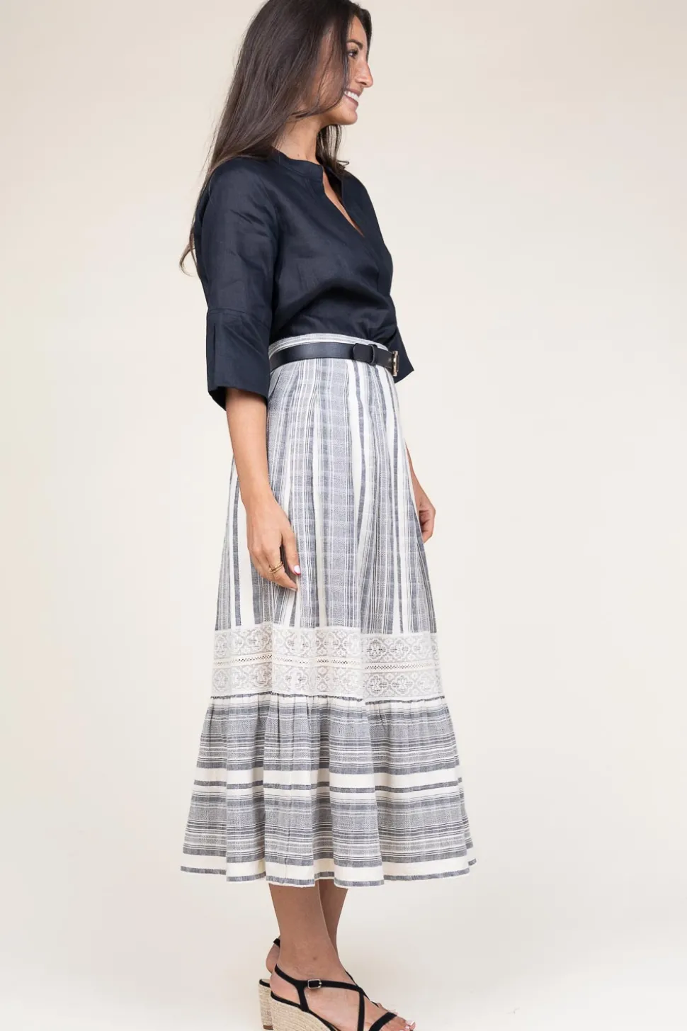 Linen Mix Maxi Skirt Fiorella | Black... | Stella Forest | Little Soho