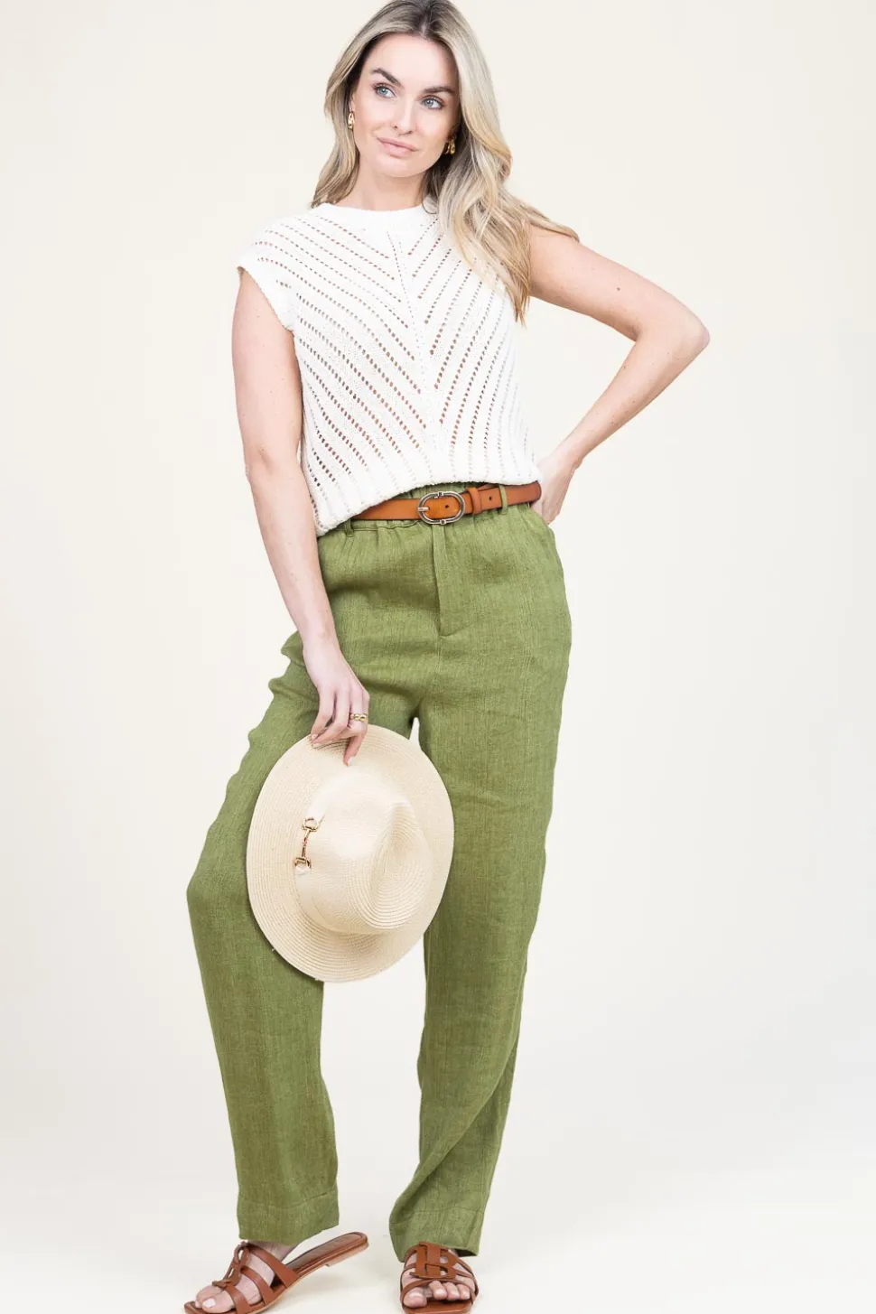 Linen Mix Trousers Nadere | Green... | Louizon | Little Soho