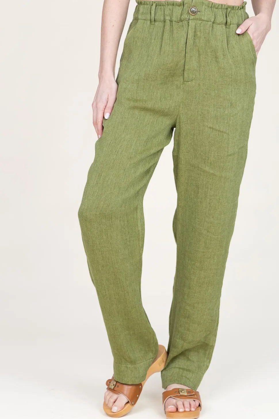 Linen Mix Trousers Nadere | Green... | Louizon | Little Soho