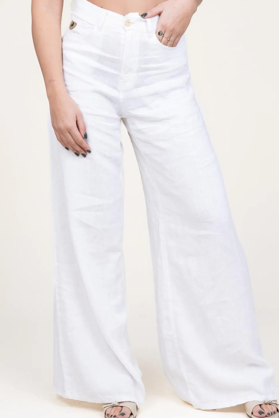 Linen Mix Wide Leg Pants Marlene | White... | Lois Jeans | Little Soho