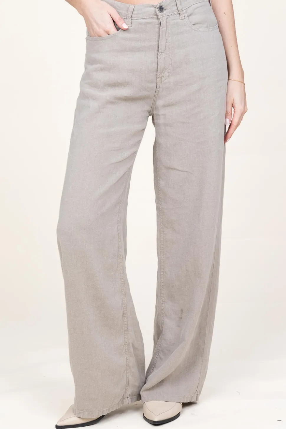 Linen Trousers Skater | Taupe... | Lois Jeans | Little Soho
