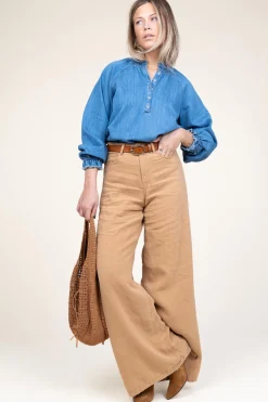Linen Wide Leg Pants Marlene | Camel... | Lois Jeans | Little Soho