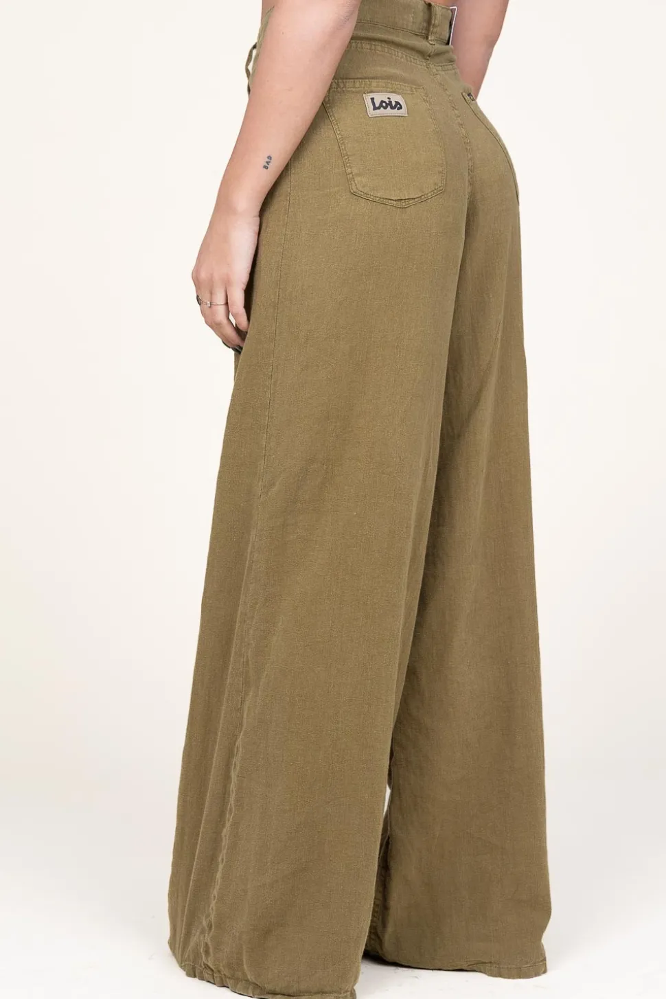 Linen Wide Leg Pants Marlene | Green... | Lois Jeans | Little Soho