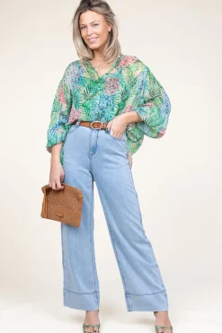 Lurex Blouse With Print Talici | Green... | Ibana | Little Soho