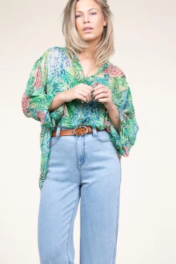 Lurex Blouse With Print Talici | Green... | Ibana | Little Soho