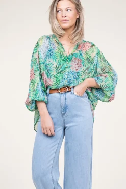 Lurex Blouse With Print Talici | Green... | Ibana | Little Soho