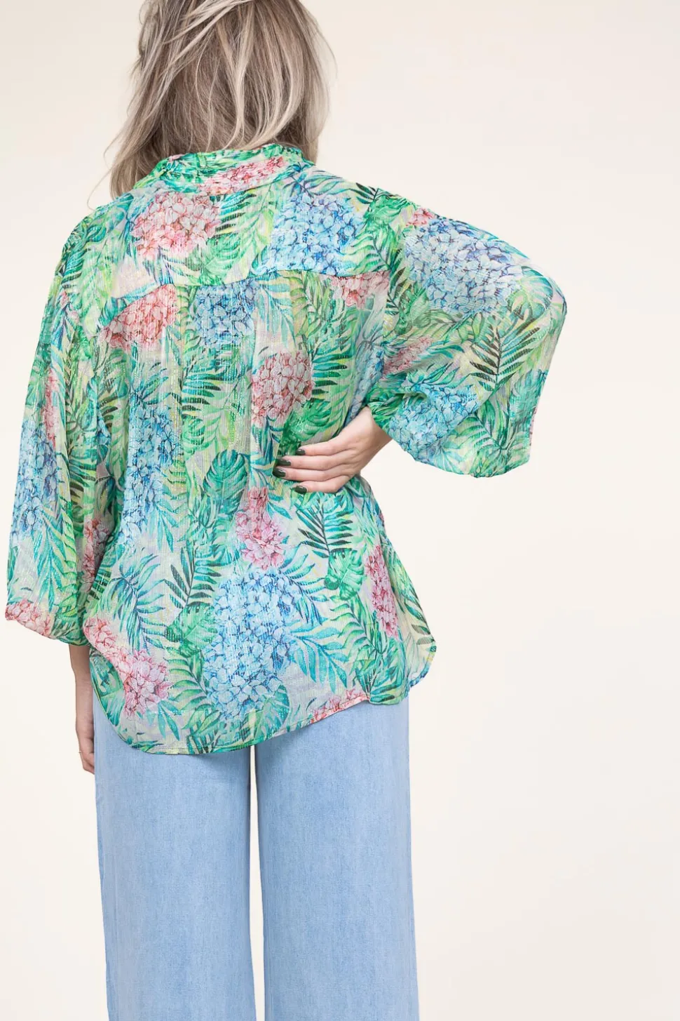 Lurex Blouse With Print Talici | Green... | Ibana | Little Soho