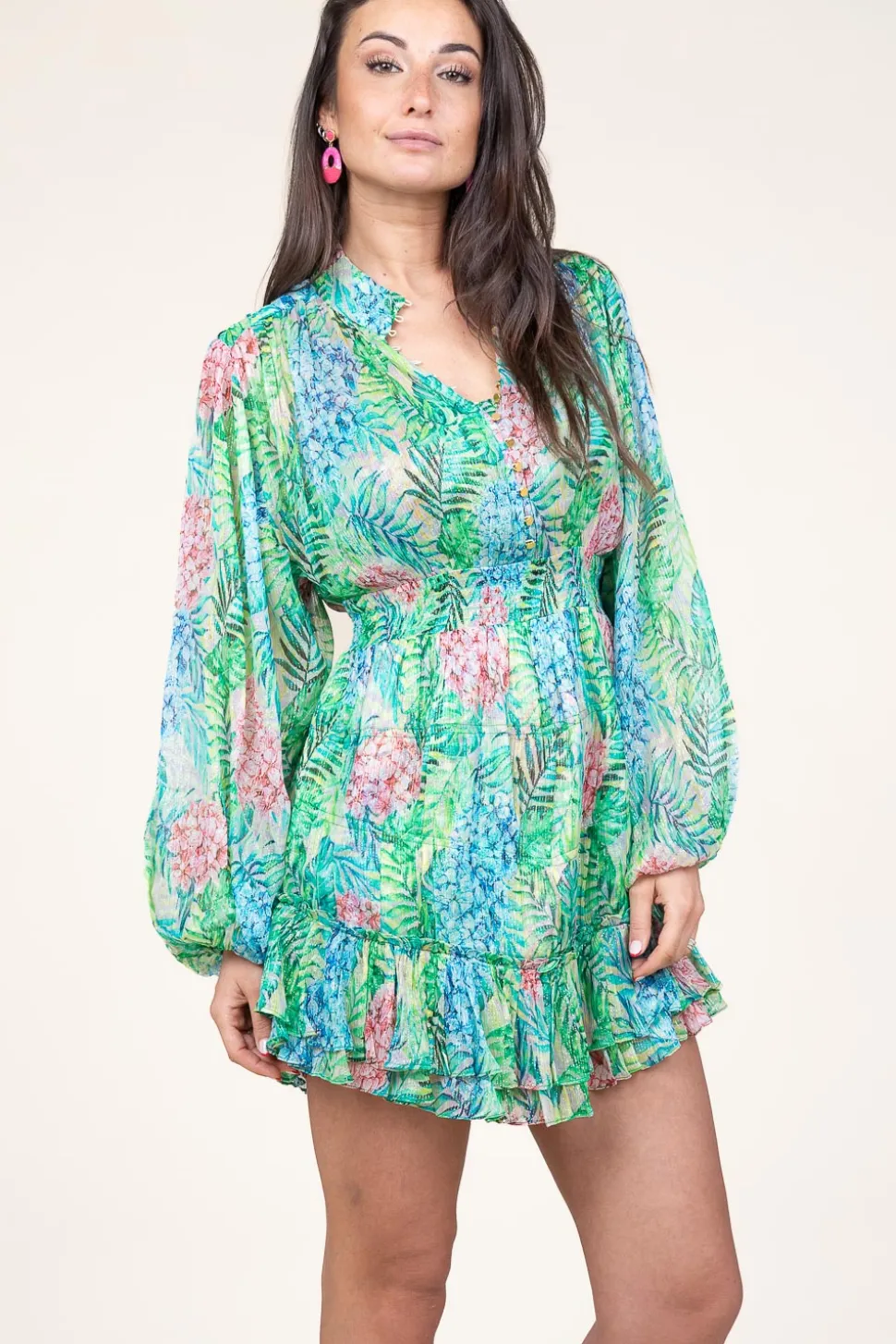 Lurex Dress With Print Dax | Green... | Ibana | Little Soho
