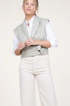 Lurex Jacquard Waistcoat Letica | Green... | Aaiko | Little Soho