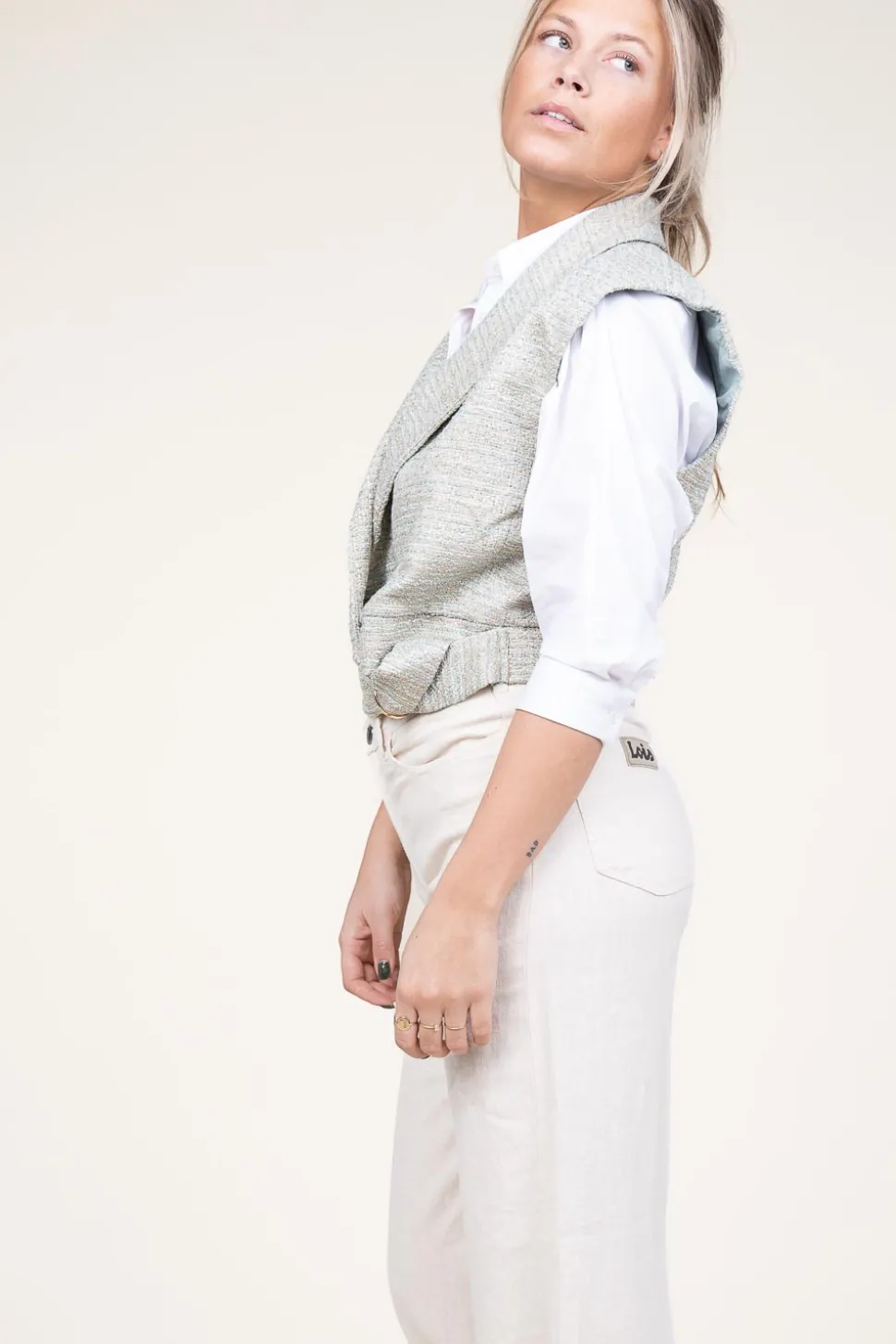 Lurex Jacquard Waistcoat Letica | Green... | Aaiko | Little Soho