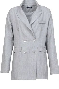 Lurex Linen Double Breasted Blazer Grace | Grey... | D-Etoiles Casiope | Little Soho