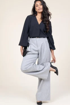 Lurex Linen Pleated Trousers Genius | Grey... | D-Etoiles Casiope | Little Soho