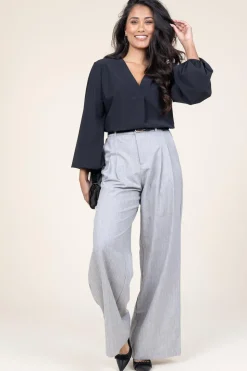 Lurex Linen Pleated Trousers Genius | Grey... | D-Etoiles Casiope | Little Soho
