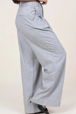 Lurex Linen Pleated Trousers Genius | Grey... | D-Etoiles Casiope | Little Soho