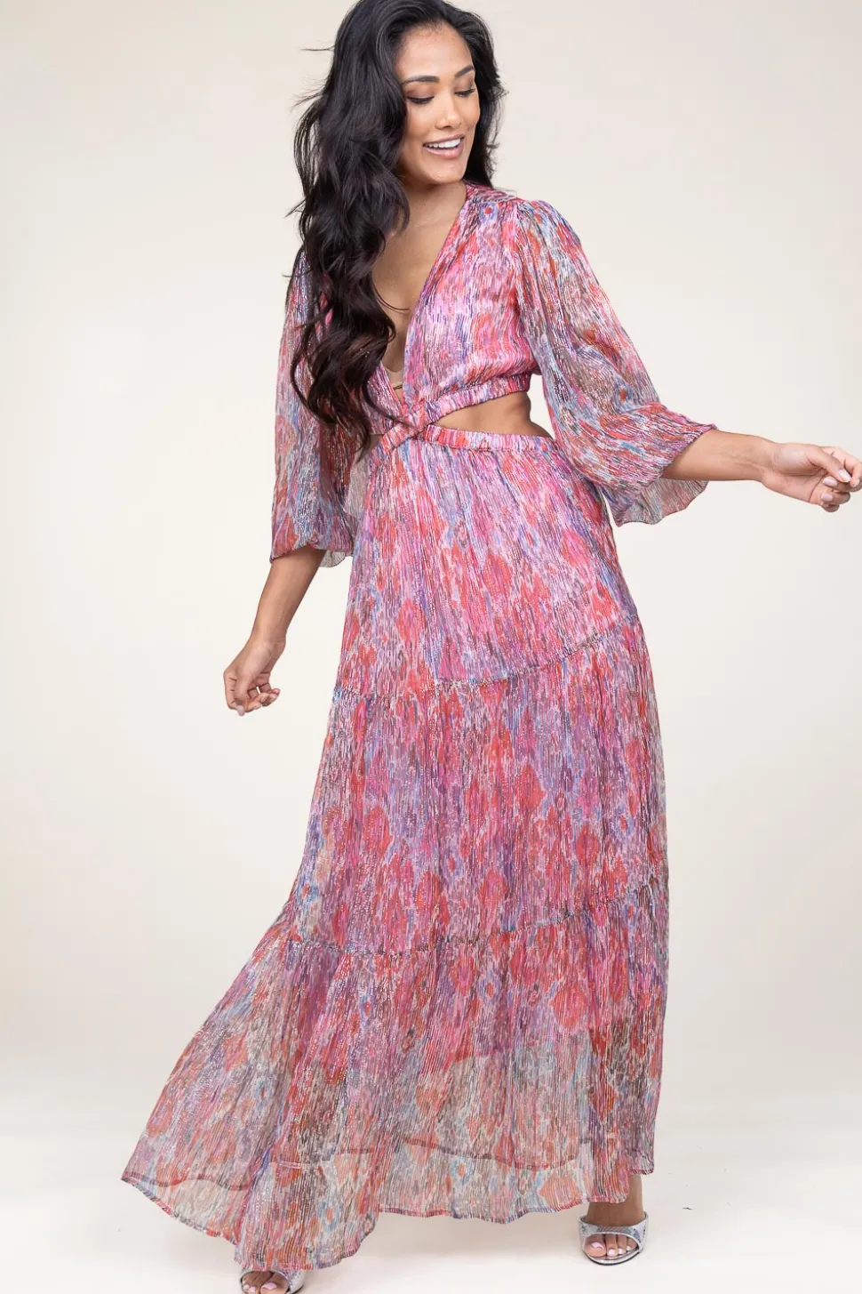 Lurex Maxi Dress Rainbow | Pink... | Berenice | Little Soho