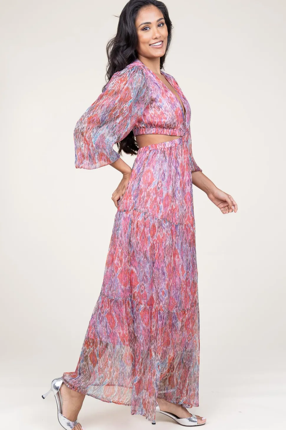 Lurex Maxi Dress Rainbow | Pink... | Berenice | Little Soho