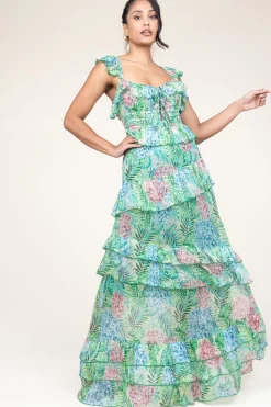 Lurex Maxi Dress With Print Danessa | Green... | Ibana | Little Soho