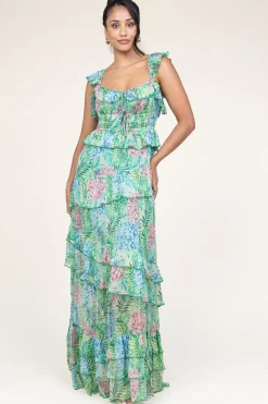 Lurex Maxi Dress With Print Danessa | Green... | Ibana | Little Soho