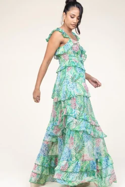Lurex Maxi Dress With Print Danessa | Green... | Ibana | Little Soho