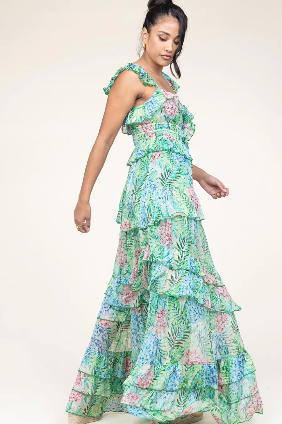 Lurex Maxi Dress With Print Danessa | Green... | Ibana | Little Soho