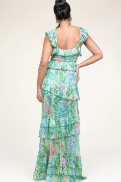 Lurex Maxi Dress With Print Danessa | Green... | Ibana | Little Soho