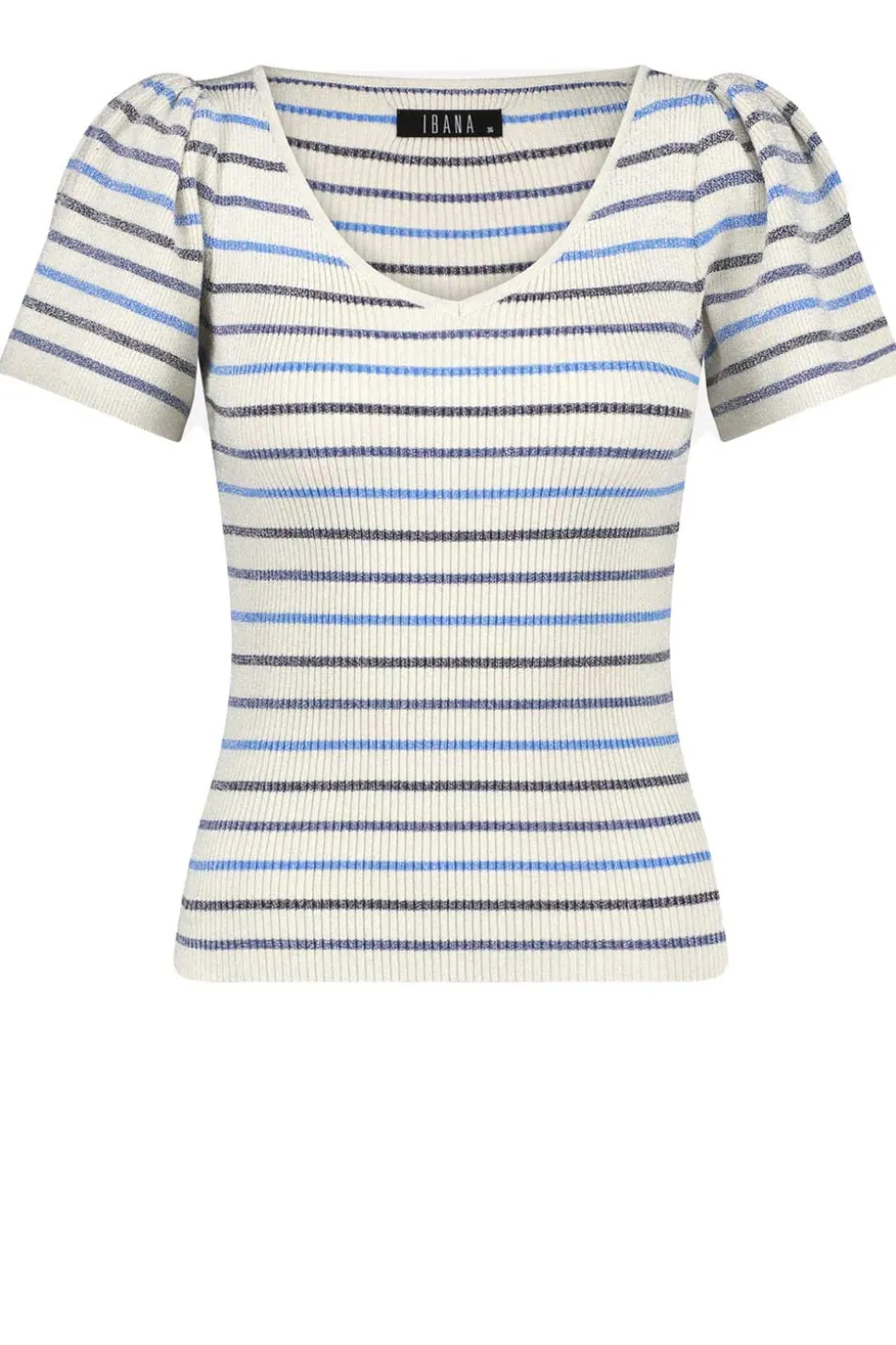 Lurex Top With Puffed Sleeves Thaira | Natural... | Ibana | Little Soho
