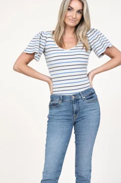 Lurex Top With Puffed Sleeves Thaira | Natural... | Ibana | Little Soho
