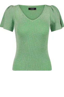 Lurex Top With Puffed Sleeves Thaira | Green... | Ibana | Little Soho