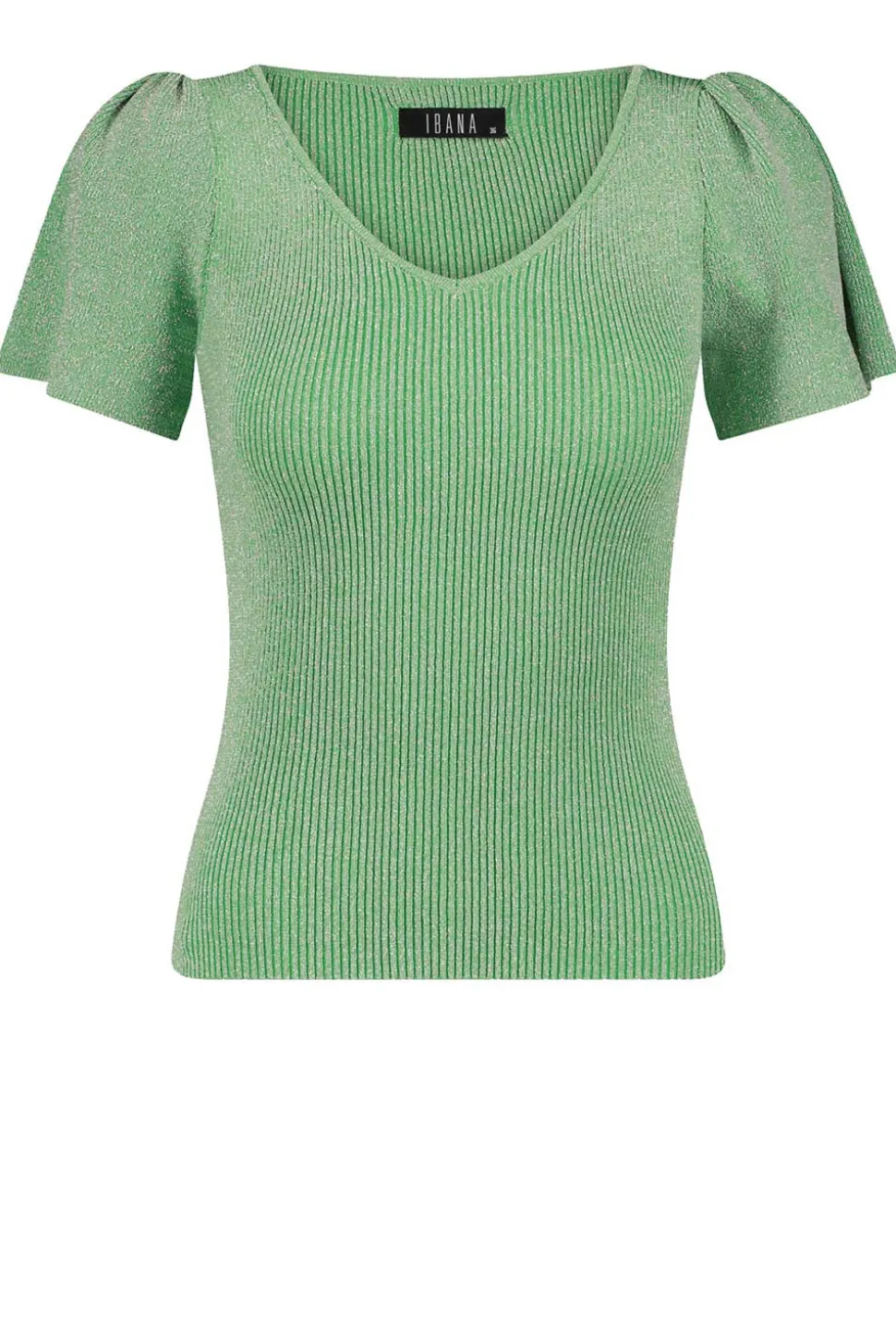 Lurex Top With Puffed Sleeves Thaira | Green... | Ibana | Little Soho