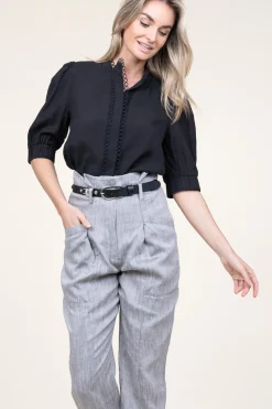 Lyocell Blouse With Lace Molly | Black... | Copenhagen Muse | Little Soho