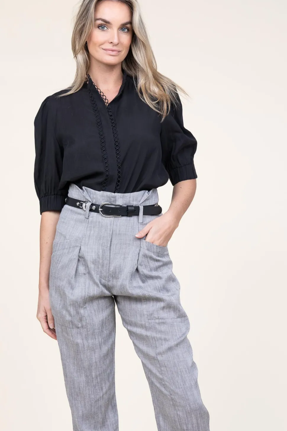 Lyocell Blouse With Lace Molly | Black... | Copenhagen Muse | Little Soho