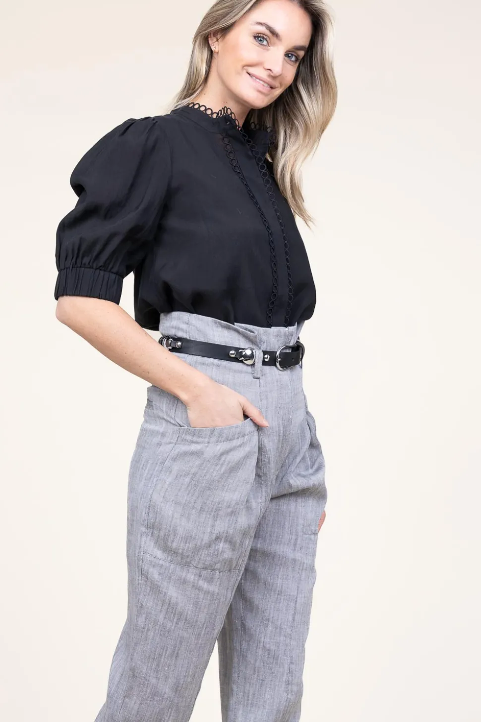 Lyocell Blouse With Lace Molly | Black... | Copenhagen Muse | Little Soho