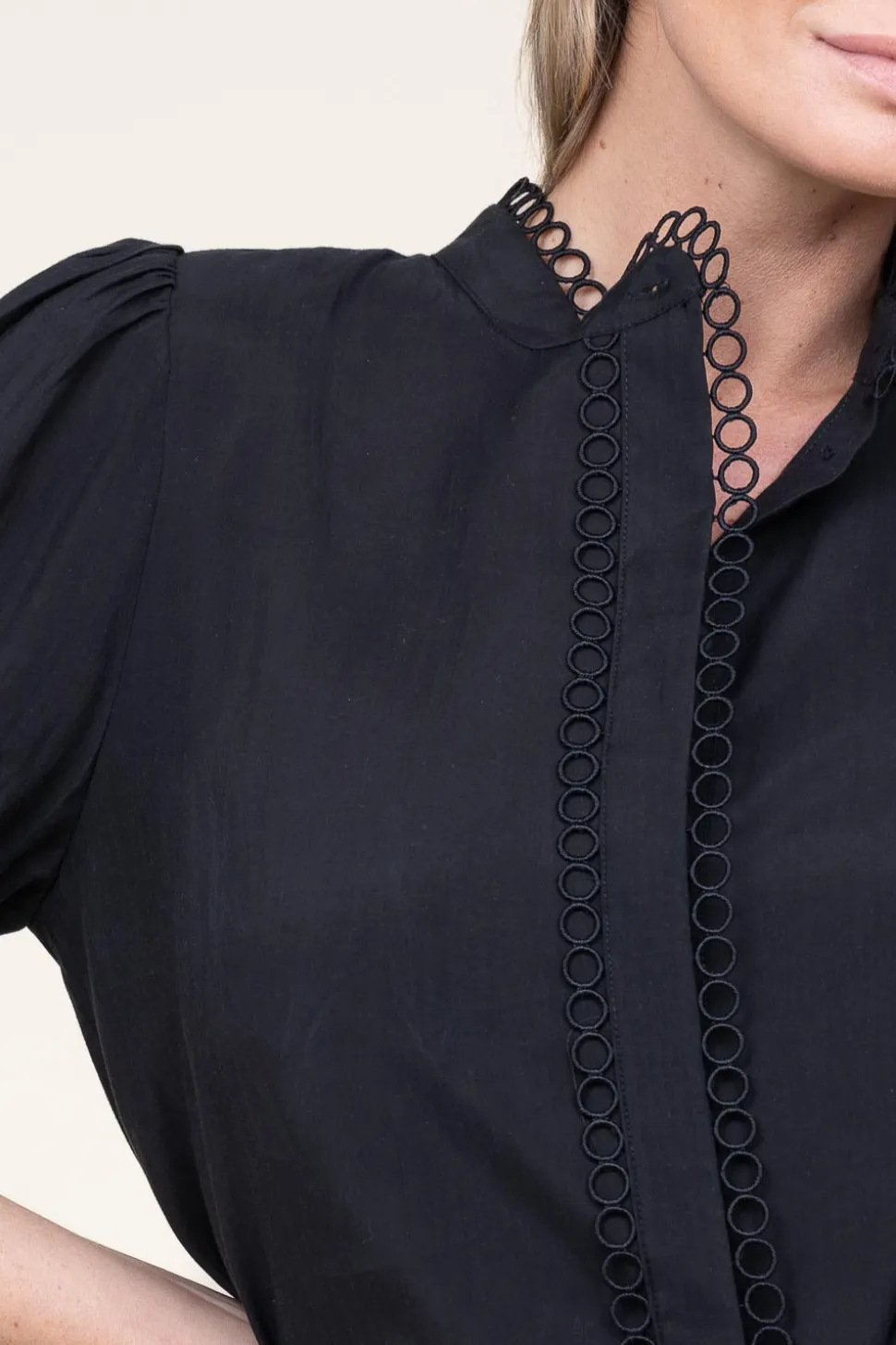 Lyocell Blouse With Lace Molly | Black... | Copenhagen Muse | Little Soho