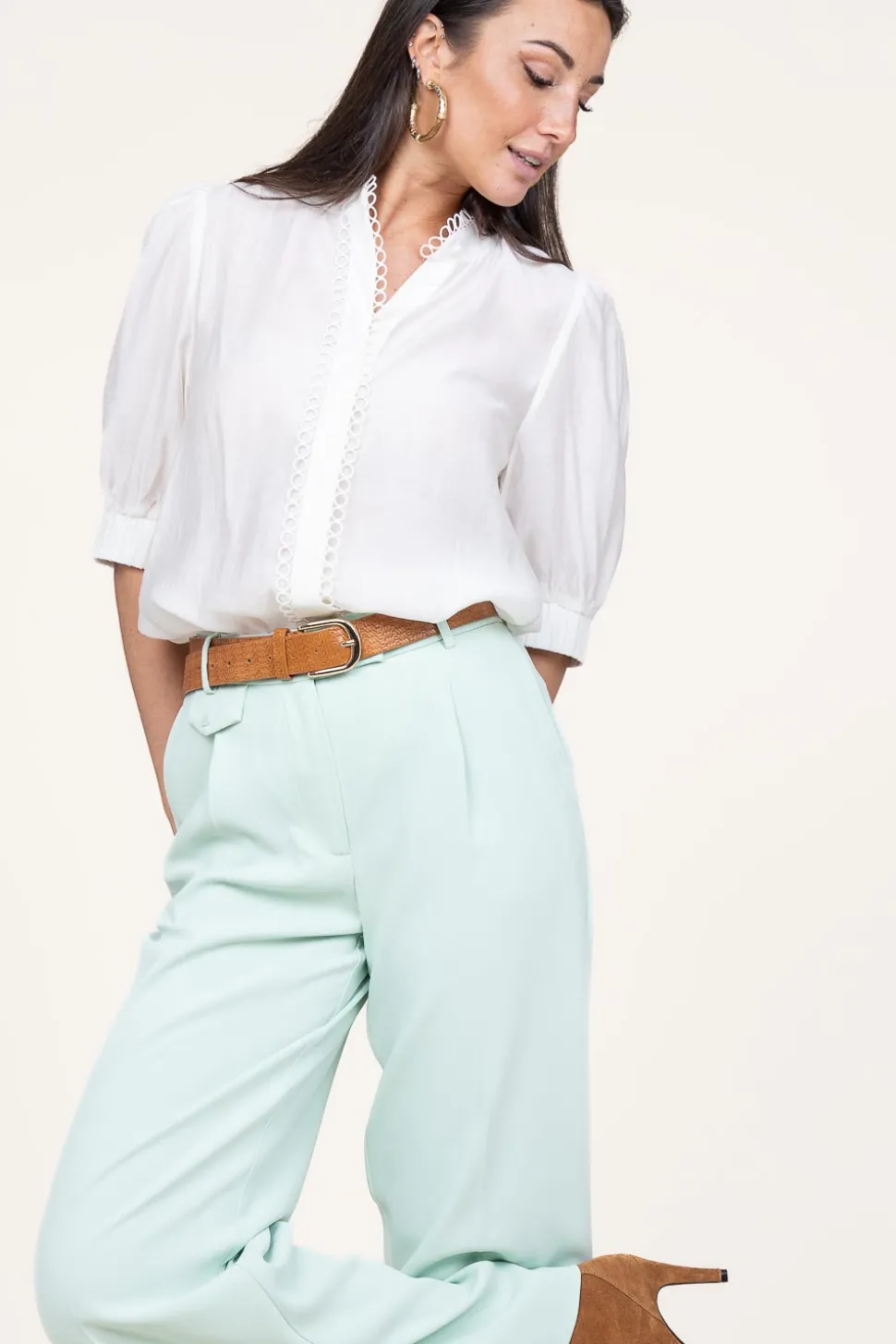 Lyocell Blouse With Lace Molly | Natural... | Copenhagen Muse | Little Soho