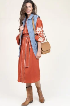 Maxi Dress With Embroidery Garbriella | Red... | Stella Forest | Little Soho