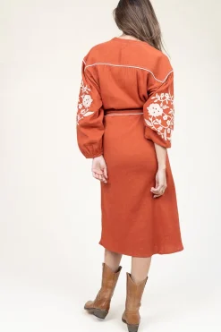 Maxi Dress With Embroidery Garbriella | Red... | Stella Forest | Little Soho