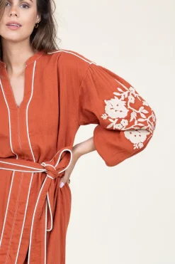 Maxi Dress With Embroidery Garbriella | Red... | Stella Forest | Little Soho