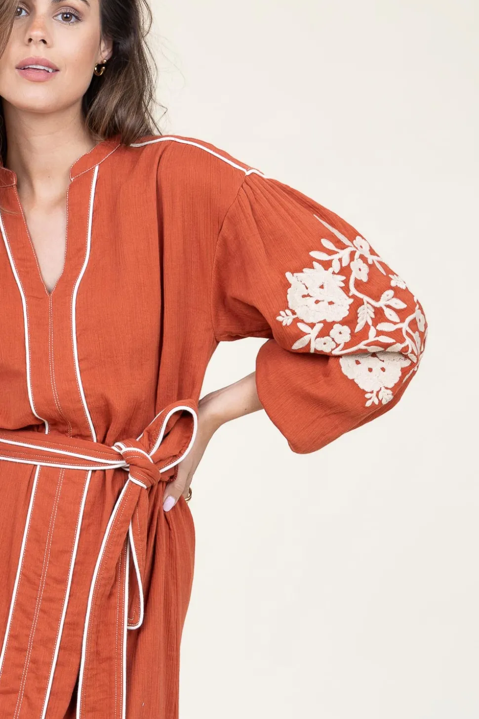 Maxi Dress With Embroidery Garbriella | Red... | Stella Forest | Little Soho