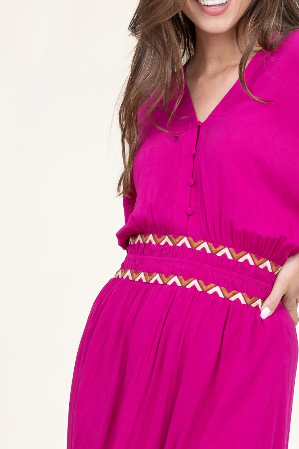 Maxi Dress With Embroidery Imperia | Pink... | Dante 6 | Little Soho
