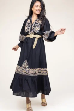 Maxi Dress With Embroidery Neil | Black... | Antik Batik | Little Soho