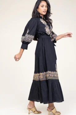 Maxi Dress With Embroidery Neil | Black... | Antik Batik | Little Soho
