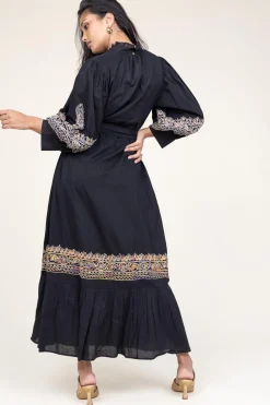 Maxi Dress With Embroidery Neil | Black... | Antik Batik | Little Soho